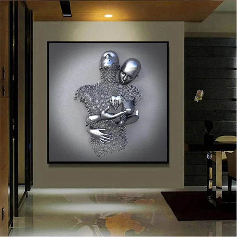 Metal Figure Statue Art Canvas Painting